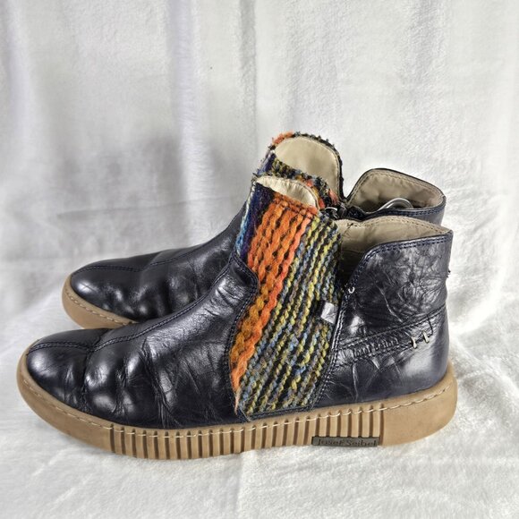 Josef Seibel Dark Navy Blue Leather Ankle Booties US Women's Size 8 - Picture 3 of 10